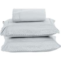 Colcha Queen Home Paris com Bordado Inglês Micropercal 300 Fios Toque de Algodão 3 Peças - Branco - 100% Poliéster