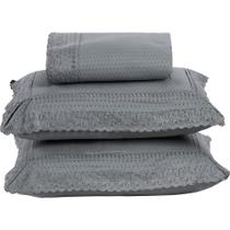 Colcha Queen Home Paris com Bordado Inglês Micropercal 300 Fios Toque de Algodão 3 Peças - Chumbo - 100% Poliéster Colcha Queen Home Paris com Bordado Inglês Micropercal 300 Fios Toque de Algodão 3 Peças - Chumbo - 100% Poliéster