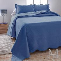 Colcha Queen Jolitex Dyuri Ultrasonic 03 Peças Lisa Azul Indigo