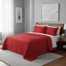 Colcha Queen Matelasse Liso 240x260cm Microfibra Vermelho Damata