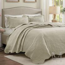 Colcha Queen Patchwork Corttex Lisa Milão 03 Peças Bege