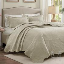 Colcha Queen Patchwork Corttex Lisa Milão 03 Peças Bege