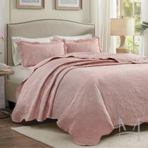 Colcha Queen Patchwork Corttex Lisa Milão 03 Peças Rosa