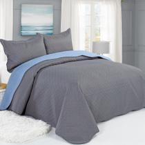 Colcha Queen Patchwork Lisa Ultrasonic Sultan 03 Pçs Ohana Cinza