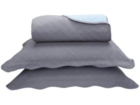 Colcha Queen Patchwork Lisa Ultrasonic Sultan 03 Pçs Ohana Cinza