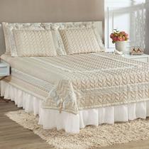 Colcha Queen Romantica Micropercal 200 Fios 5 Peças - Palha