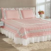 Colcha Queen Romantica Micropercal 200 Fios 5 Peças - Rose