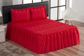 Colcha Romance Bordado Para Cama Casal Padrão Com Babado Kit 3 Peças Para Cama Posta! Colcha Romance Bordado Para Cama Casal Padrão Com Babado Kit 3 Peças Para Cama Posta!