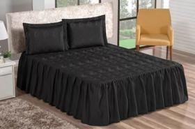 Colcha Romance Bordado Para Cama Casal Padrão Com Babado Kit 3 Peças Para Cama Posta!