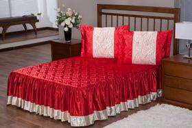 Colcha rosas casal 3 pecas - vermelho Colcha rosas casal 3 pecas - vermelho