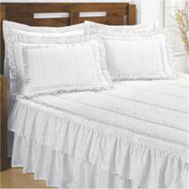 Colcha Sedução Lese Casal Queen com Babado Duplo 07 Peças - Branca - 67% Poliéster 33% Algodão