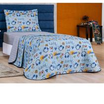 Colcha Solteiro 2 peças Infantil Cobre Leito Dupla Face Bouti Kids