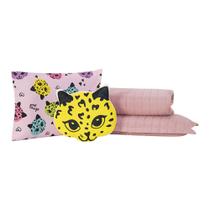 Colcha Solteiro 4 pçs Percal 300 fios Design Kids Cat Colors Colcha Solteiro 4 pçs Percal 300 fios Design Kids Cat Colors