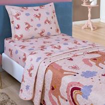 Colcha Solteiro Bouti Kids Dupla Face Estampado 2 Peças Unicórnio