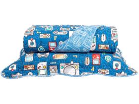 Colcha Solteiro Boutis Infantil Santista Play Game Azul