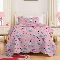 Colcha Solteiro Infantil Cobre Leito Bordado Para Crianças Menino e Menina Porta Travesseiro com Abas