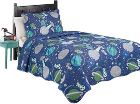 Colcha Solteiro Infantil Dupla Face 2 Peças Espacial Camesa Colcha Solteiro Infantil Dupla Face 2 Peças Espacial Camesa