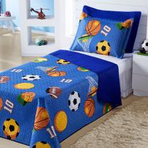 Colcha Solteiro Infantil Dupla Face Futebol 2 Peças ul