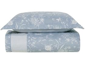 Colcha Solteiro Karsten 100% Algodão 160 Fios Enara Azul e Branco 2 Peças