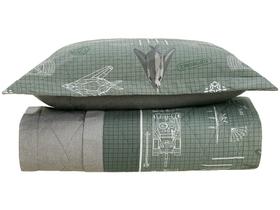 Colcha Solteiro Karsten 100% Algodão Militar II Verde e Branco 2 Peças