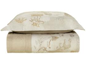 Colcha Solteiro Karsten 100% Algodão Rex Bege e Verde 2 Peças Colcha Solteiro Karsten 100% Algodão Rex Bege e Verde 2 Peças