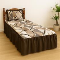 Colcha Solteiro Lorena 2 Peças De Tecido estampado Com Babado 2,50m x 1.80m