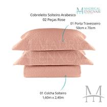 Colcha Solteiro Matelassê Arabesco 02 Peças 180 Fios Rose