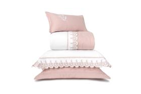 Colcha Super King Dupla Face Reali Viradoblo 6Pc Rose Lavive