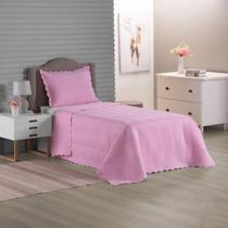 Colcha Tamanho Solteiro Cobre Leito Infantil na Cor Rosa 2pç