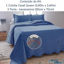 Colcha Ultrasonic Jolitex Queen Dupla Face 3 Peças Azul Indigo