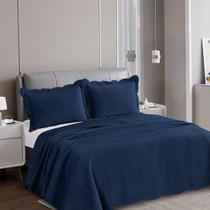 Colcha Velvet Queen Size 240x260m C/3 Peças Marinho Camesa