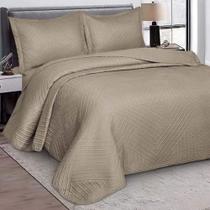 Colcha Virtuos Queen 03 Peças 2,40X2,60 Camesa Bege