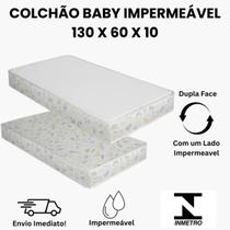 Colchão Baby Para Berço e Cama Criança Infantil 130x60x10 Espuma D18 Premium Macia Impermeável