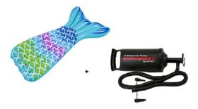 Colchão Boia Para Piscina Praia Inflável Sereia Grande 183CM Splash + Bomba