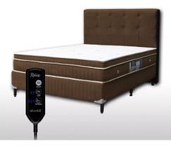 Colchão Casal 1,38 x 1,88 m Com Massageador Base box Cabeceira Duquesa 2 trav Cor Marrom ALLMAG