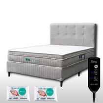 Colchão Casal 1,38 x 1,88 m Com Massageador Base box Cabeceira Duquesa 2 traves Cor Bege claro ALLMAG Colchão Casal 1,38 x 1,88 m Com Massageador Base box Cabeceira Duquesa 2 traves Cor Bege claro ALLMAG