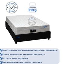 Colchão Casal 138cm Molas Ensacadas com Base Box Blindada Resistente Tecido em Suede