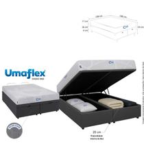 Colchão Casal á Vácuo Fit Firm D33 com Cama Baú Bipartido Blindado Suede 138x188 Ideal para Locais sem passagem Facilidade no Transporte