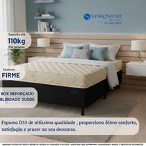 Colchão Casal D33 Sankonfort Toulon Espuma Firme Com Base Box Suede 138x188x57
