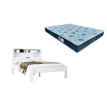 Colchão Casal D45 Cecina + Cama Invicta Branco Colchão Casal D45 Cecina + Cama Invicta Branco