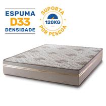 Colchão Casal Espuma D33 One Face Millenium 138x188x19cm Branco/Bege Hellen - Suporta até 120kg por pessoa
