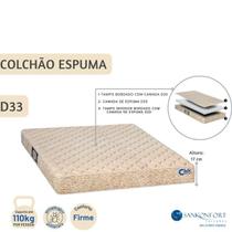 Colchão Casal Espuma D33 Toulon 138x188x17 Suporte Firme e Longa Durabilidade Colchão Casal Espuma D33 Toulon 138x188x17 Suporte Firme e Longa Durabilidade