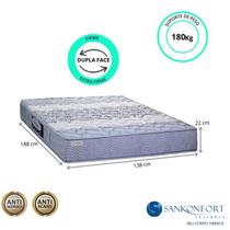 Colchão Casal Espuma Ortopédico Sankonfort Protege 138x188x22 - Resistente Suporte de peso (Até 180kg Cada Lado)
