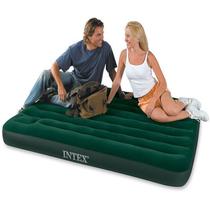 Colchão Casal Inflável Flocked Verde Com Bomba Interna Intex Colchão Casal Inflável Flocked Verde Com Bomba Interna Intex