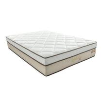 Colchão Casal Molas Ensacadas Aquárius 34x 188x 138cm Montreal Branco/Tecido Suede Bege, Malha 240g