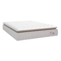 Colchão Casal Queen Molas Ensacadas City Pillow Top 158x198x23cm Branco/Bege Hellen - Suporta até 110kg por Pessoa