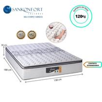 Colchão Casal Sankonfort Doss 138x188x30 - Molas Ensacadas - Alto Nível de Conforto Tecido Malha Belga
