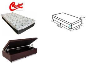 Colchão Castor Solteiro Class + Cama Box Baú Jadmax 88x188x67