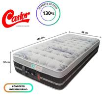 Colchão Castor Solteiro de Molas Silver Star Tecnopedic One Face 88x188x32 - Linha Luxo - Alta durabilidade -Suporte de peso até 130kg