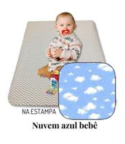 colchão colchonete d bebê infantil c/ zíper 90x60 nuvem azul - Gabriela Martin Enxovais